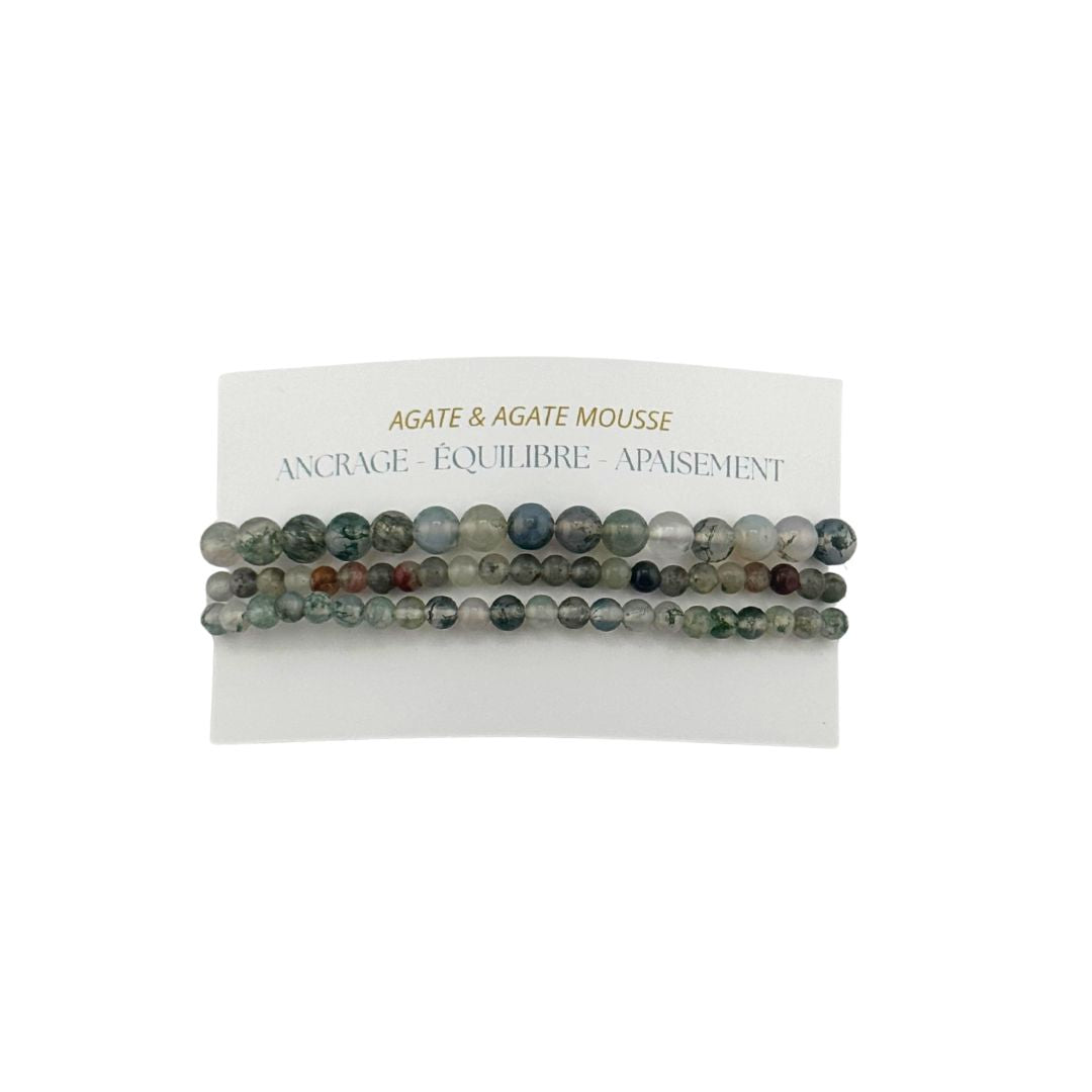 Agate & Agate Mousse - Ensemble de bracelets