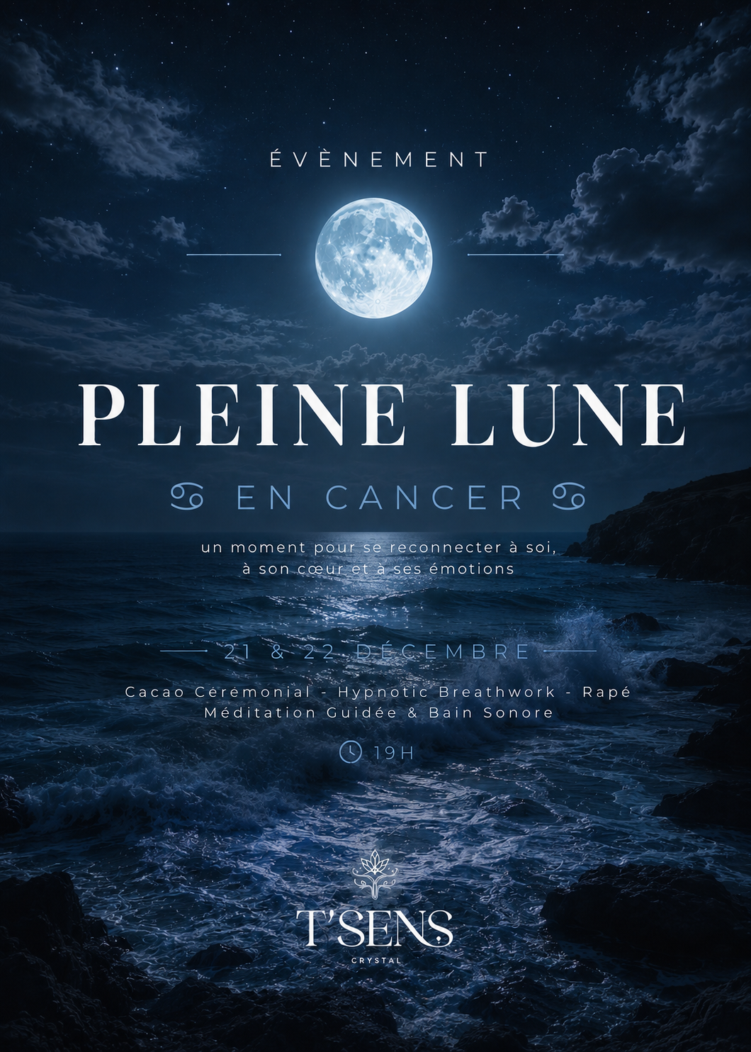 Soirée PLEINE LUNE en Cancer - 21 & 22 décembre 2026