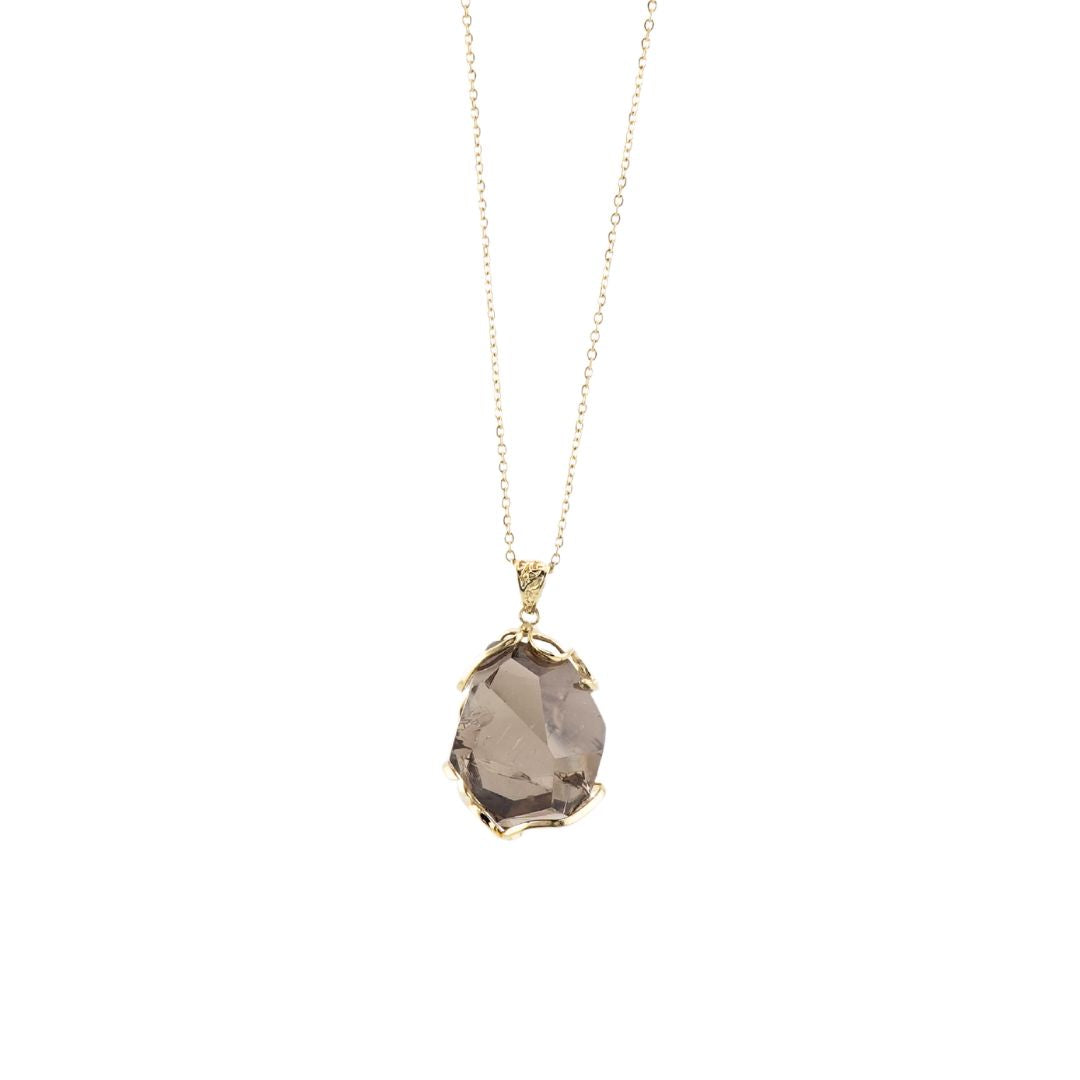 Quartz Fumé Poli Gros Gold -Pendentif