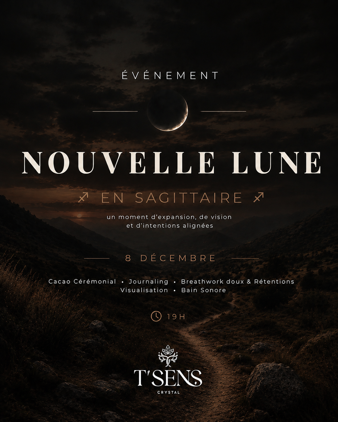 Soirée NOUVELLE LUNE en Sagittaire - 8 décembre 2026