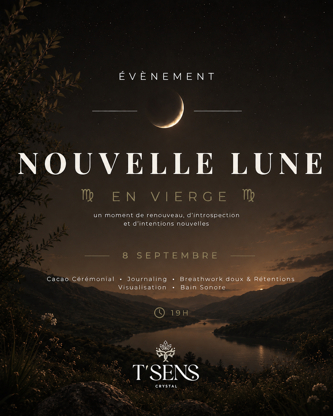 Soirée NOUVELLE LUNE en Vierge - 8 septembre 2026
