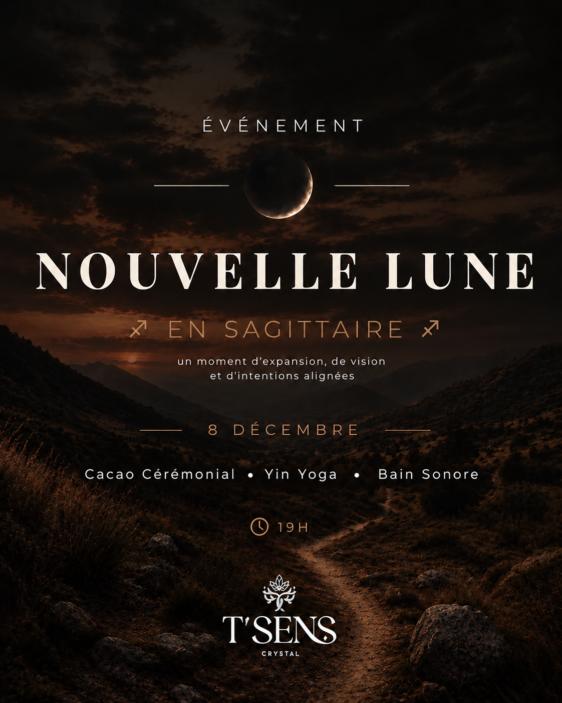 Soirée NOUVELLE LUNE en Sagittaire - 8 décembre 2026