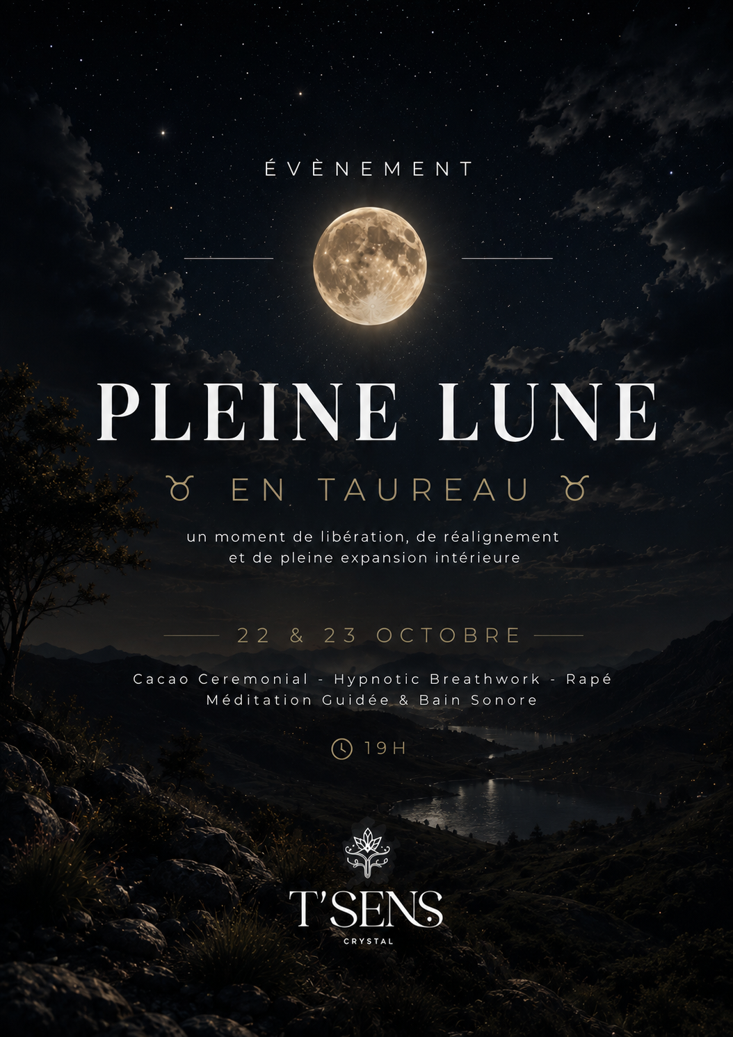 Soirée PLEINE LUNE en Taureau - 22 &amp; 23 octobre 2026